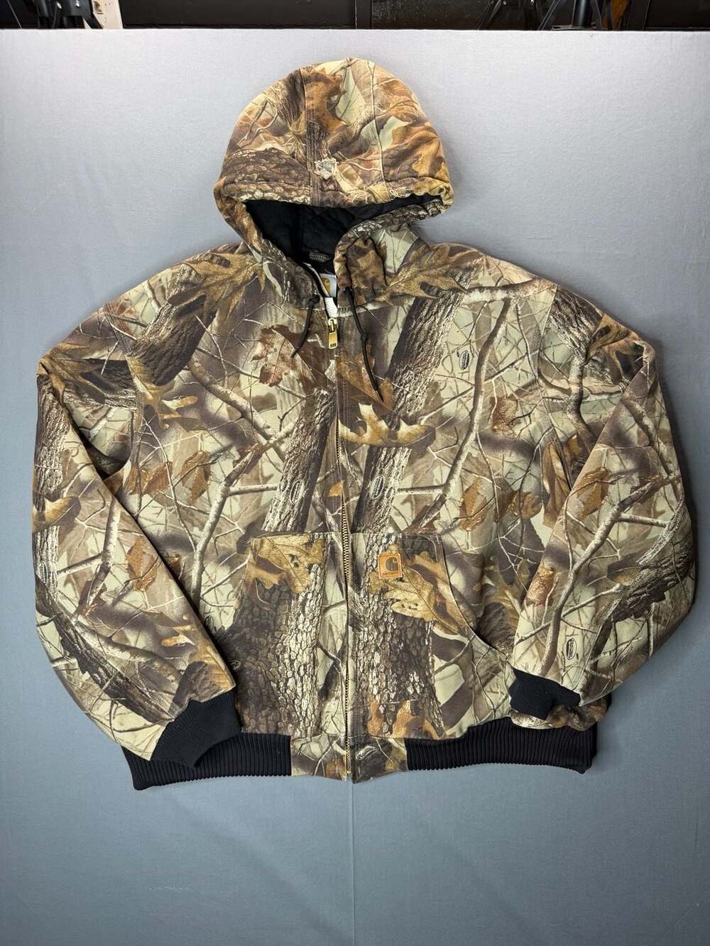 Vintage Carhartt J143 CMO Realtree Hardwoods Camo Thermal-Lined Jacket Mens 2XL